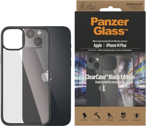 PanzerGlass ClearCase iPhone 14 Plus Antibakterielt Baksidedeksel Svart