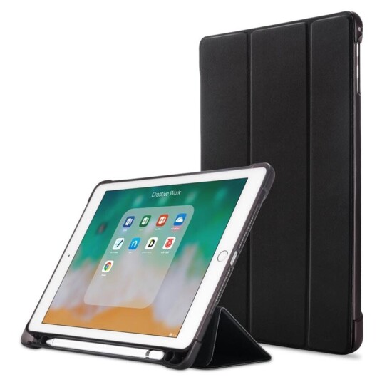 INCOVER iPad 9.7 (2018-2017) / iPad Air / iPad Air 2 Tri-Fold Flip Deksel m. Fleksibel Bakside - Svart