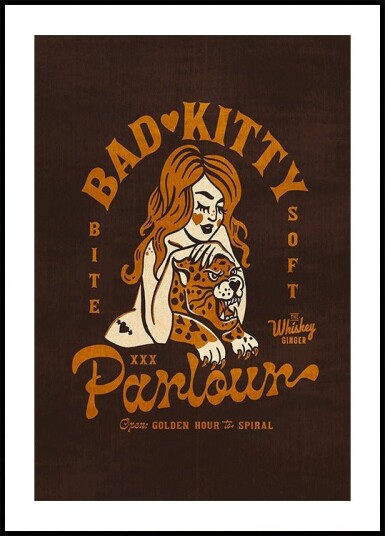 Bad Kitty Pin Up Art. Dive Bar Cocktail Plakat Plakat / 30x40cm Bad Kitty Pin Up Art. Dive Bar Cocktail Plakat Plakat / 30x40cm