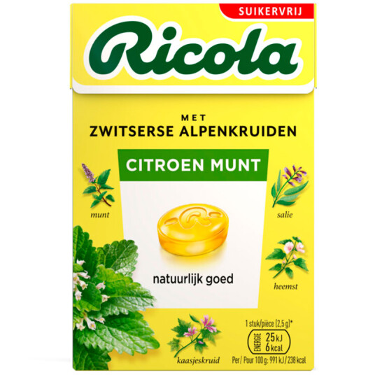 Ricola Lemon Mint Sukkerfri Urtegodteri 50g