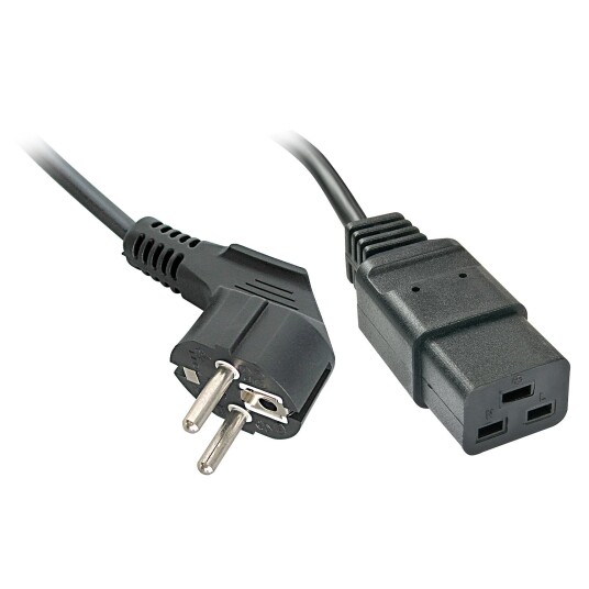 Lindy 2m Strømkabel Schuko til IEC C19 Sort 16A