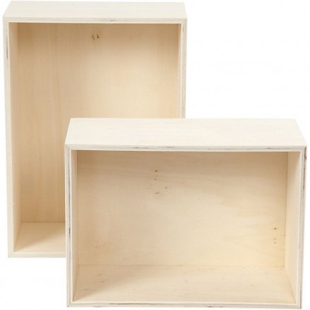 Diverse Oppbevaringskasser rektangel H: 27+31 cm B: 19,5+22,5 cm kryssfiner 2stk dybde 12,5 cm