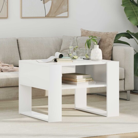 Kaffebord med lagring Hvit 66 x 53 x 45 cm Konstruert tre