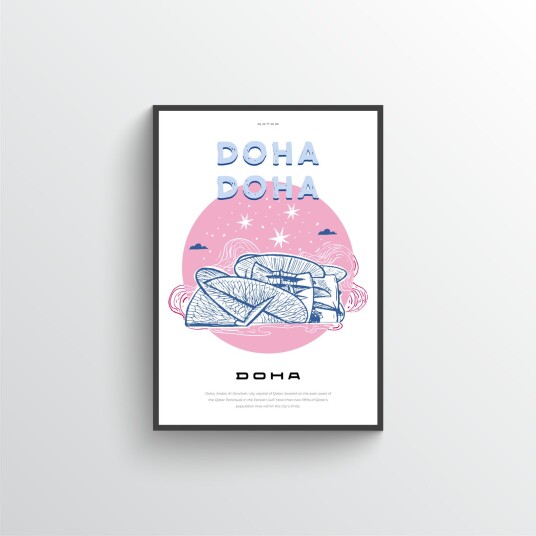 Doha Qatar Reiseplakat Doha Qatar Reiseplakat
