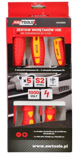 Awtools Awtools Isolerte Skrutrekkere Vde S2 / 5 Stk. Awtools Awtools Isolerte Skrutrekkere Vde S2 / 5 Stk.