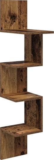 vidaXL Vegghylle Veggmontert Gammelt tre 32 x 21 x 107 cm