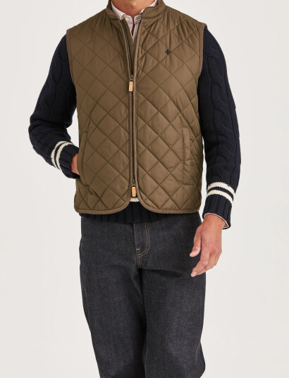 Morris Teddy Quilted Vest - Khaki green - M