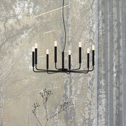 Euluna Lysekrone ORTO Nowodvorski Lighting Sort Stue / spisestue Metall Moderne Flerhodet pendellampe