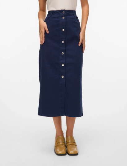 Vero Moda Vmwild Alvida Button Hr 7/8 Clr  Skirt - Navy - XS