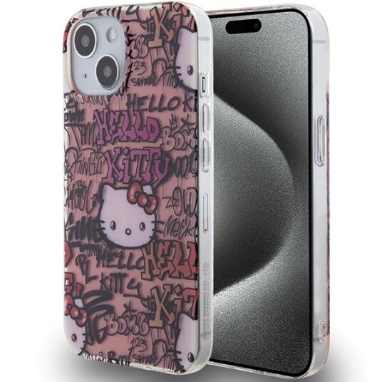 Hello Kitty Hkhcp15shdgptp Iphone 15 / 14 / 13 6.1" Pink/Pink Hardcase Iml Tags Graffiti