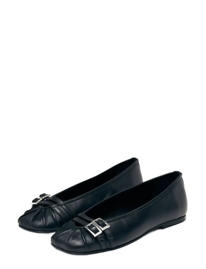 ALOHAS Cendana Leather Ballet Flats Black 40