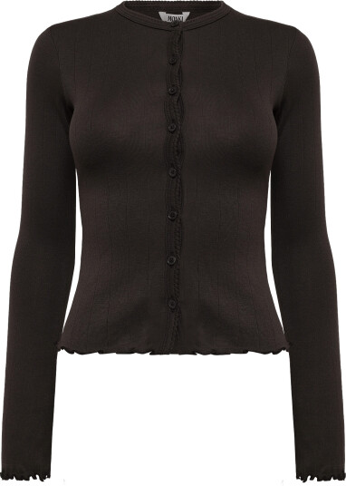 Monki Ribbed Cardigan Brown XS