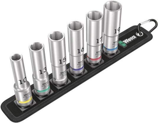 Wera 1/2" Støpselsett med 6 Hoder - Metrisk 10-19 mm