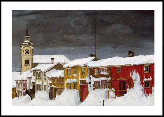 Gate i Røros By Harald Sohlberg Poster Plakat Plakat / 40x50cm