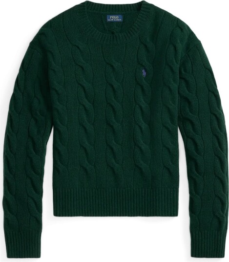 Polo Ralph Lauren Cable Knit Wool Cashmere Sweater   COLLEGE GREEN   L