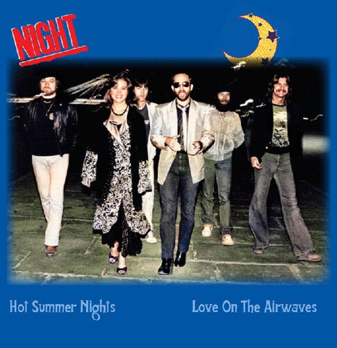 The Night Hot Summer Nights / Love On The Airwaves blue LP/Vinyl