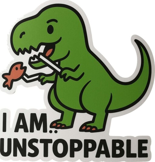 Klistremerke Jeg er en ustoppelig T Rex 4 Klistremerker