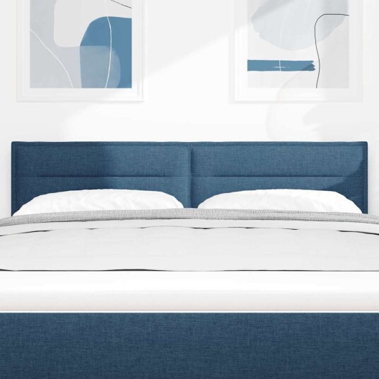 LED Sengegavl Linjer Design Blå 160 cm Stoff