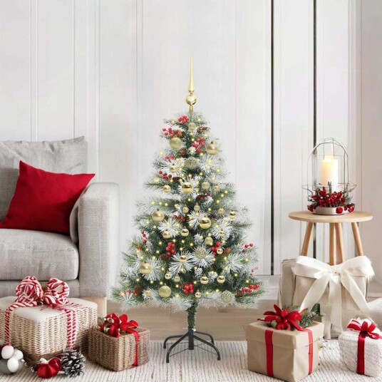 vidaXL Kunstig juletre Grønn og hvit 120 cm PVC og Metall og Plast vidaXL Kunstig juletre Grønn og hvit 120 cm PVC og Metall og Plast
