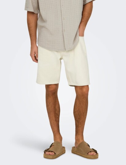 ONLY & SONS Onsedge Ecru 2044 Pim Dnm Shorts Noos Cream S