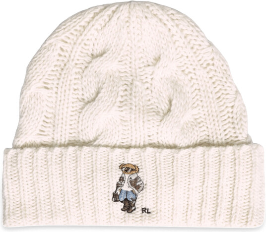Polo Ralph Lauren Wool Winter Bear Hat   Cream   ONE SIZE