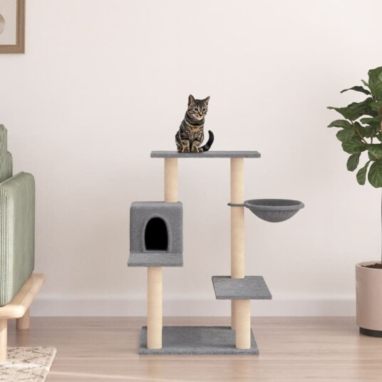 Vidaxl Kattetre Med Klorestolper I Sisal Lysegrå 82.5 cm