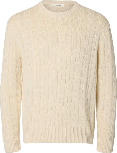 Selected Men - Genser Slmbraun Knit Cable Crew - Grå