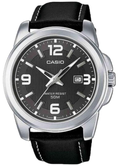 Casio Herreklokke MTP 1314PL 8AVEF Collection Sort/Lær Ø50 mm Casio Herreklokke MTP 1314PL 8AVEF Collection Sort/Lær Ø50 mm