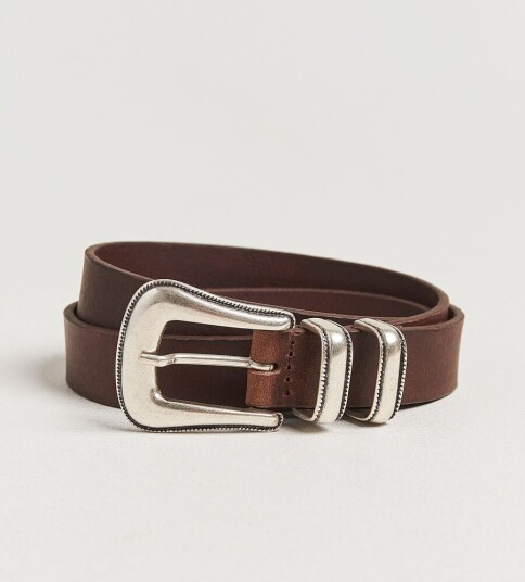 Nudie Jeans Western Silver Belt Dark Brown
