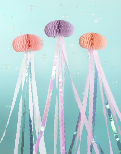 Partydeco 3 stk Hengende Maneter Honeycombs med Hale 15.5x22.5 cm