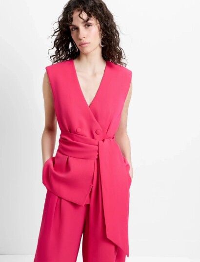 French Connection Tiana Self Tie Waistcoat   Pink   36