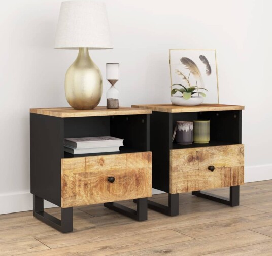 Nattbord 2 stk heltre mango og konstruert tre 8720845578688