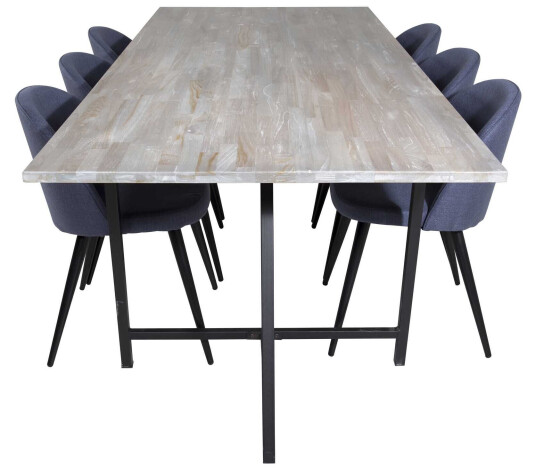 Venture Design Jepara & Velvet spisegruppe Grå/blå 6 st stoler & bord 250 x 100 cm