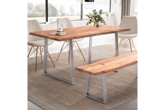 Spisebord Wohnling Heltre med trekanter rektangulær landlig stil Sølv rett 140x80 cm Sølv rett 140x80 cm