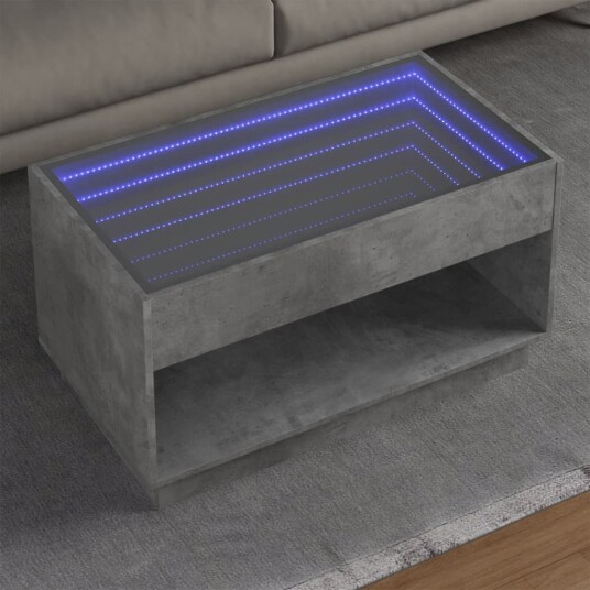  Salongbord med Infinity LED betonggrå 90x50x50 cm 847668