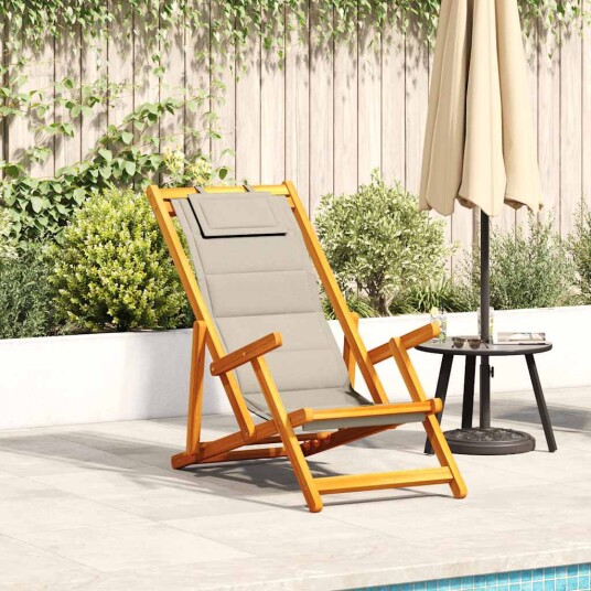  Sammenleggbare strandstoler 2 stk Taupe Solid Akasietre & Textilene