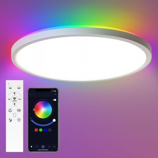39W CCT taklampe med RGBIC backlight Ø30cm Tuya inkl. fjernkontroll