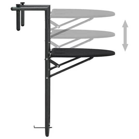 vidaXL Hengende balkongbord svart 60x64x83,5 cm plast rottingutseende
