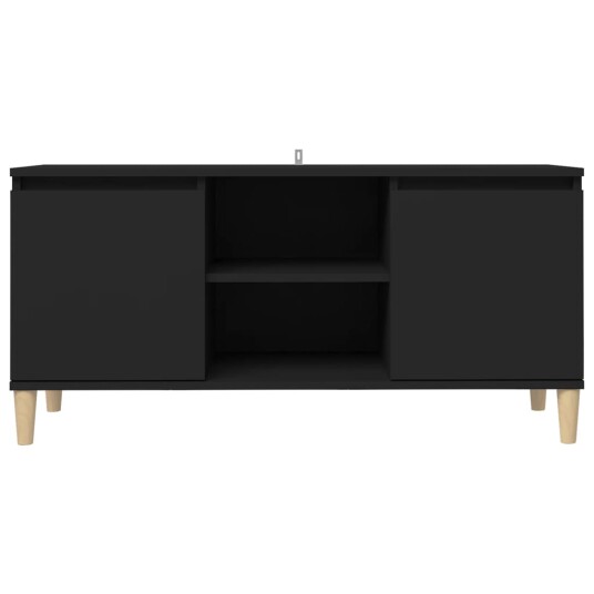 vidaXL TV-benk med ben i heltre svart 103,5x35x50 cm