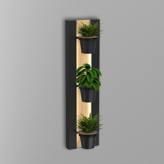 Luminex Vegglampe Hylle svart/trefarget ståltre 90 cm høy