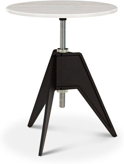 Tom Dixon - Screw Café Table Rund Toppskiva I Marmor Ø60 Vit Spisebord Hvit Metall/stein