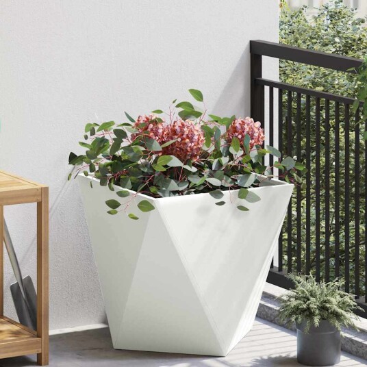 vidaXL Plantekassed Hvit 50 x 50 x 50 cm Stål