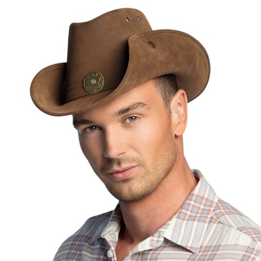 Brun Cowboyhatt med Skinnimitert Useende Brun Cowboyhatt med Skinnimitert Useende