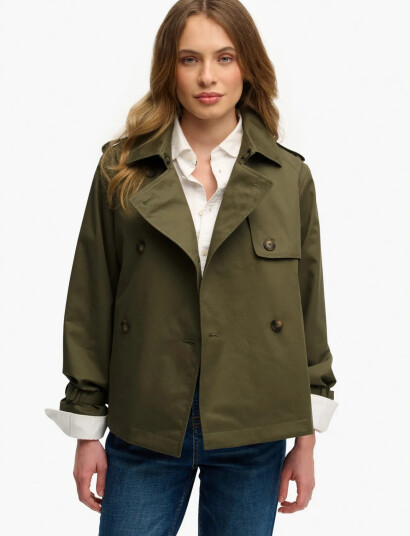 Superdry Short Trench Coat Khaki green 8 Superdry Short Trench Coat Khaki green 8