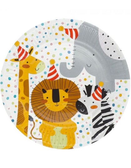 8 stk Papptallerkener med Safarimotiv 23 cm Safari Animals