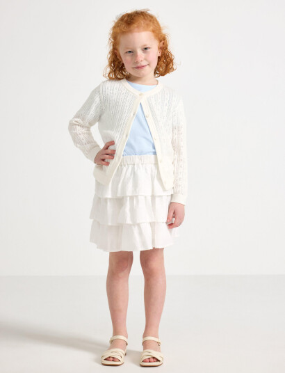 Lindex Skirt Flounces Ao Embroded White 98