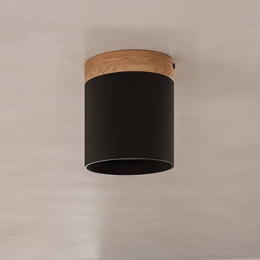 SOLLUX LIGHTING Rif downlight svart Ø 12 cm tre aluminium