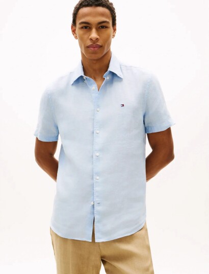 Tommy Hilfiger Pigment Dyed Linen Rf Shirt S/S Blue XXL Tommy Hilfiger Pigment Dyed Linen Rf Shirt S/S Blue XXL