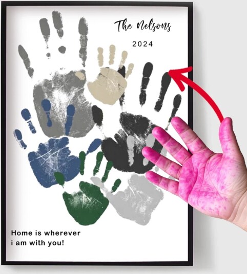 Personalisert Plakat Familie Håndavtrykk Plakat