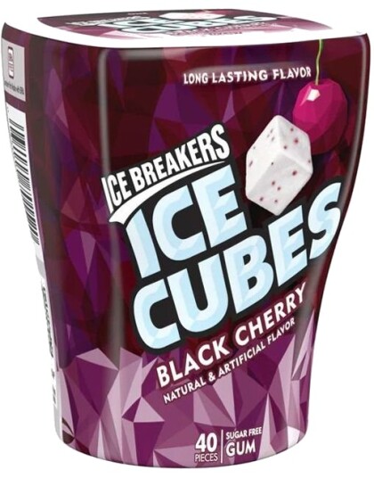 Ice Breakers Ice Cubes Black Cherry   Sukkerfrie Firkantet Tyggegummi med Kirsebærsmak USA Import 92 g